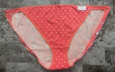 BRAGAS DE BIKINI NUEVAS CON ETIQUETAS CACIQUE LANE BRYANT 22/24 CORAL FLORAL DOBLE CUERDA TIRAS Foto 1 de 3