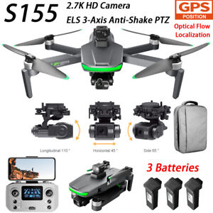 S155 Drone GPS 3-axis Gimbal 2.7K Camera Obstacle Avoidance Quadcopter 3 Battery