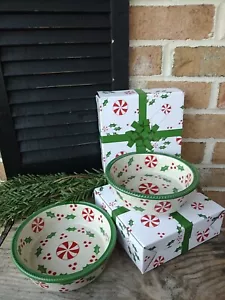 Temp-tations Set of 2 Mini Pie Plates in Holly Peppermint with gift boxes NEW! - Picture 1 of 24