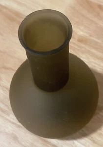 VTG Hand Blown Black Frosted Satin GLASS Bud VASE - Picture 1 of 6
