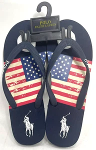Polo Ralph Lauren - Flag Patch Play Thong Flip-Flops - Size 7 - Picture 1 of 5