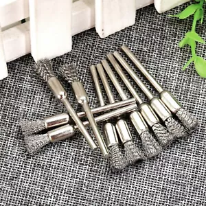 10* Pen Shape 6MM End Brushes Stainless Steel Wire Brush Drill End 1/8" Shank - Picture 1 of 8