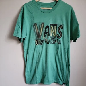 VANS Off the Wall Green Big Skater Print Size Medium Mens Short Sleeve Shirt - Picture 1 of 8
