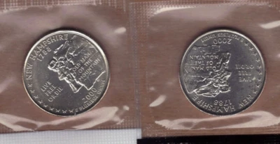 2000-P&D New Hampshire Uncirculated States Quarters in Mint Cello (2 Coins) - Image 1 of 2