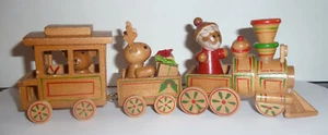 DAKIN Christmas Wood SANTA TRAIN SET w. 1984 Label Engine To Caboose - Picture 1 of 4