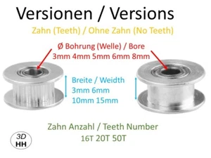 GT2 Umlaufzahnrad Führungsrolle Idler ver. Zahn ver. Ø ver. Breite SOFORTVERSAND - Photo 1/82