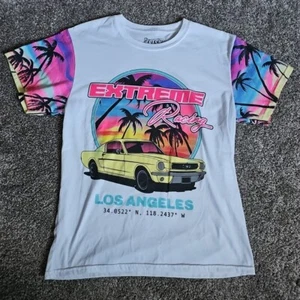 Extreme Racing Los Angeles White Size Large Hawaiian Sleeve Retro Short Sleeve - Picture 1 of 7