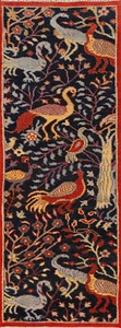 Artistic Zeigler Pictorial Runner Rug - Indian Hand-Knotted Wool 3x8 ft - Picture 1 of 18