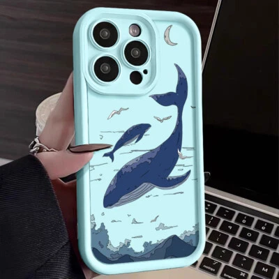 Phone Case For iPhone 16 Pro Max 15 14 13 12 11 XR XS 16E 8 Whale Silicone Cover - Image 1 of 4