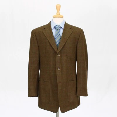 Samuelsohn 44L Green Sport Coat Blazer Jacket Check 3B Wool - Image 1 of 4