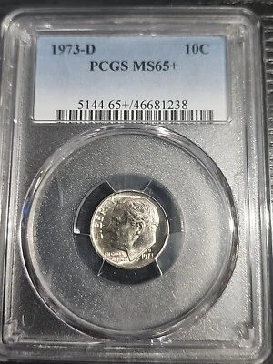 1973-D 10C Clad Uncirculated Roosevelt Dime-PCGS MS65+ Free Shipping  - Image 1 of 2