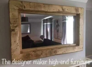 LARGE Wooden Mirror Rustic Reclaimed Landscape Furniture Timber ALL COLOURS - Picture 1 of 5