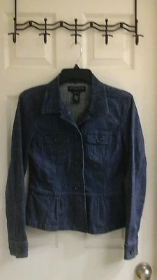 Geoffrey Beene sport, jean denim jacket women's size small, dark wash, Stretch  - Image 1 of 4