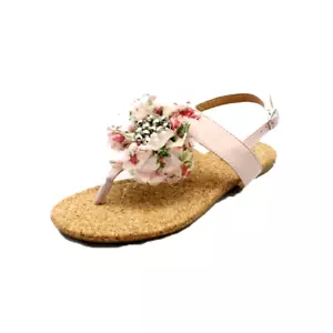 SANDALIAS PLANAS DE MUJER SEÑORA ZAPATOS DE VERANO PUNTERA POSTE BONITA ROSETA - Imagen 1 de 2