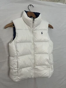POLO Ralph Lauren Reversible Blue/White Duck Down Puffer VEST Large L 12/14 KID - Picture 1 of 12