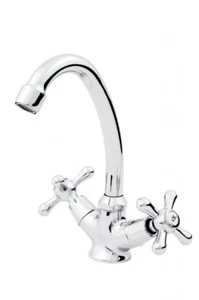 Zweigriff retro Waschtisch Armatur Waschbecken Wasserhahn nostalgie Kreuzgriff - Bild 1 von 3