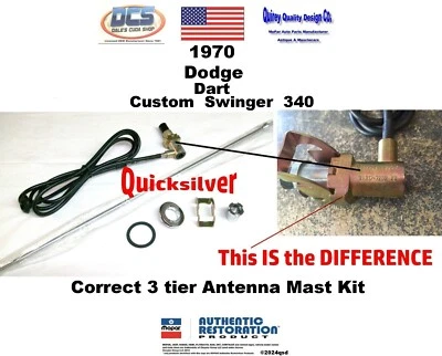 Dodge Dart Correct 1970 kit de antena de mástil de 3 niveles 2983871 nuevo MoPar Foto 1 de 2