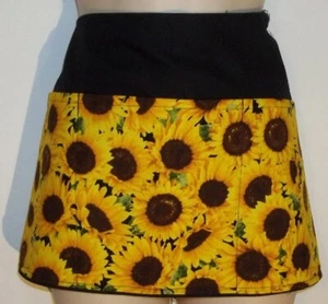 Reversible server waitress half apron SUNFLOWER/three pockets both side 6533 R - Picture 1 of 3