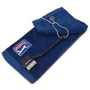 PGA TOUR Handtuch und Bürste Set Golftuch Golfschläger Bürste Reiniger Tasche Clip blau - Bild 1 von 10