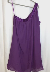 Lane Bryant Size 24 One Shoulder Chiffon Satin Purple Dress - Picture 1 of 9