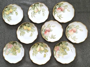 9 Fruit Plates Rosenthal Madeleine, Before 1934, Fruits, Gold Rim, 8.07 Inches - Picture 1 of 6