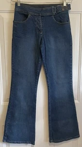 Lee Riders Teen Girls Vintage Y2K Size 14R Jeans Button Belt EUC Dark Wash Flare - Picture 1 of 7