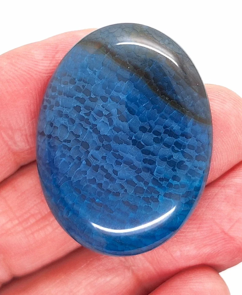 40x30mm Blue Crackle Agate Cabochon Flat Back Stone S2231A - Image 1 of 1