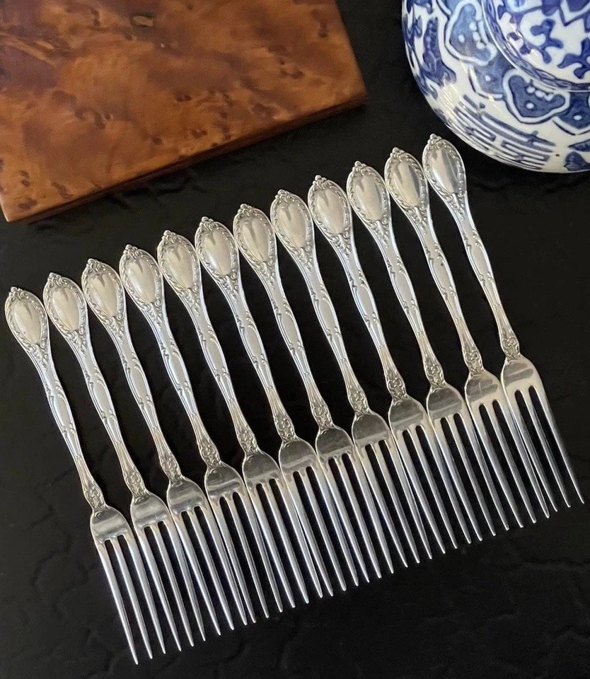 "Sublime Set 12 horquillas de fresa Gorham Old Colony de plata esterlina americanas 4,6""" Foto 1 de 4