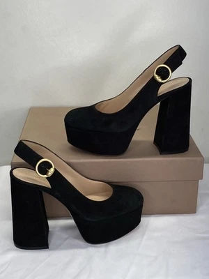 Zapatos de salón Gianvito Rossi para mujer negros talla 6,5 Dolly gamuza plataforma honda trasera Foto 1 de 4