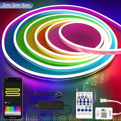 3/5M Neon LED Strip Streifen RGB Flex Schlauch diffus Lichtband Wifi APP Dimmbar - Bild 1 von 4