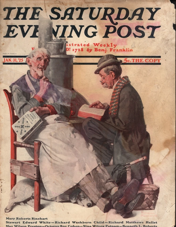 1925 Saturday Evening Post January 31 Rockwell  Original  Cover Only - Crossword - Image 1 of 1