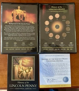 Franklin Mint - The History of the Lincoln Penny Centennial Edition 11 Münzen Lot - Bild 1 von 5