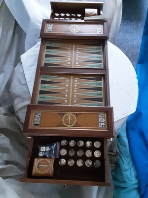 Vintage Franklin Mint Excalibur Backgammon Set 1986 Limited Edition Complete - Image 1 of 4