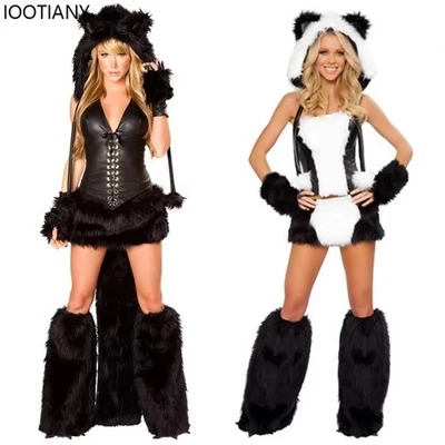IOOTIANY Women Sexy Furry Cartoon Animal Anime Rabbit Fox Catwoman Fancy Dress Costume