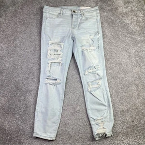American Eagle Jegging Jeans Women's 10 Short Blue Mid-Rise Light Wash Denim - Picture 1 of 13
