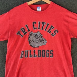 Vintage Russell Single Stitch T Shirt Adult Medium Tri City Bulldogs Red USA - Picture 1 of 10