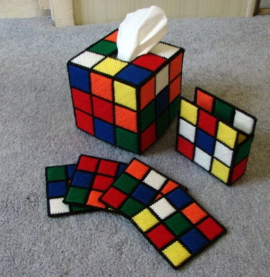 RUBIK'S CUBE TISSUE BOX COVER & COASTERS WITH HOLDER "THE BIG BANG THEORY" RUBIX - Image 1 of 4