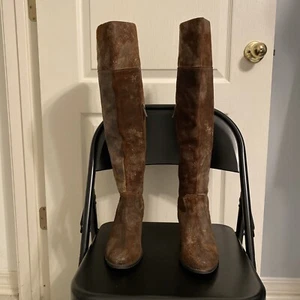 Seychelles Distressed Leather Over The Knee Boots Brown 7.5 - Picture 1 of 11