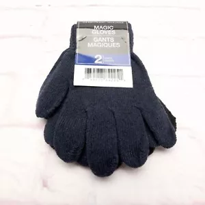 Magic Gloves Unisex Knit Warm Navy/Black One Size Fits All 2-Pair Set - Picture 1 of 4