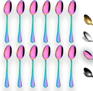 Rainbow Teaspoons 6.5" Set of 12, Stainless Steel Titanium Plating Shiny Mut... - Picture 1 of 1