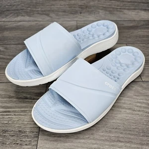 Crocs Reviva Slides Sandals Women’s 11 Slip On Baby Blue Comfort Shoes - Picture 1 of 8