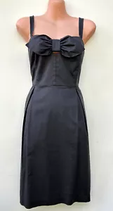 *NWT* HI THERE by KAREN WALKER Dark Charcoal-Black Bow Detail Pockets Dress 14 - Picture 1 of 9