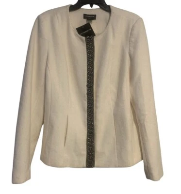 Chaqueta Blazer Liz Claiborne Crema Marfil Estrás Manga Larga Lana Talla XL T Foto 1 de 4
