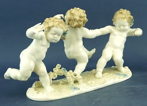 Hutschenreuther Karl Tutter Sculpture Porcelain Triptych PUTTI Germany Art DECO - Picture 1 of 21