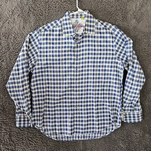 Robert Graham blau kariert Seidenmischung Langarm Knopfleiste Hemd XL - Bild 1 von 10