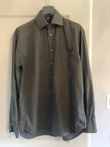 Neu ohne Etikett Barberini graues Button-Down-Hemd aus 100 % Baumwolle Größe 42/16,5 hergestellt in Italien - Bild 1 von 4