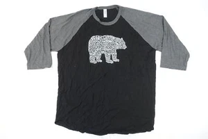 LA POP ART Gris Negro 2XL Manga Media Polar Grizzly Oso Razas Art Camiseta Nuevo - Imagen 1 de 5