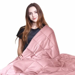 Premium Weighted Blanket Luxury Version Pink Sleep Therapy Anxiety Blanket M/L - Picture 1 of 4