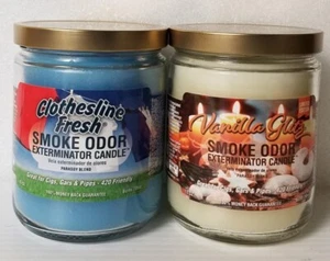 Smoke Odor Exterminator 13 oz Jar Candles Clothesline Fresh Assorted (2) - Picture 1 of 3