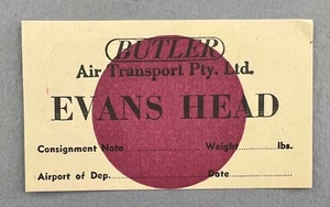 BUTLER AIR TRANSPORT EVANS HEAD VINTAGE ORIGINAL AIRLINE LUGGAGE LABEL BAGGAGE - Picture 1 of 2